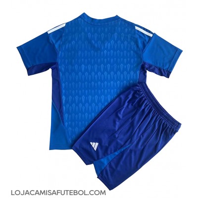 Camisa de Futebol Argentina Goleiro Equipamento Secundário Infantil Mundo 2022 Manga Curta (+ Calças curtas)